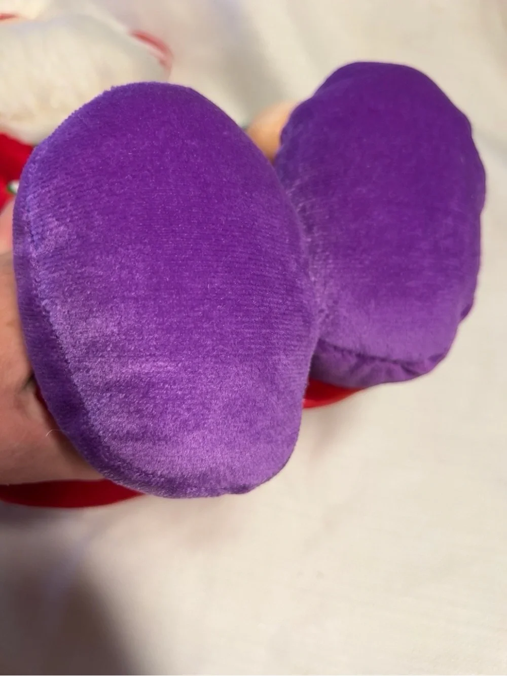 Vtg 90’s Sugar Plum Junction Santa Plush Rainbow Cuffs Purple Feet 19.5” Large